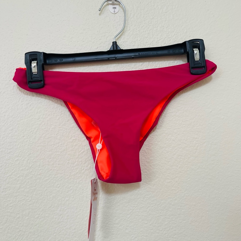 Pilyq Fuchsia and Neon Orange Reversible Bikini Bottom Size S NWT